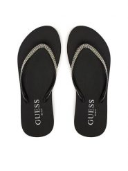 Guess Japonki E5GZ05BB00F Czarny. Czarne klapki damskie Guess, z aplikacjami, z tworzywa sztucznego, bez obcasa. Za 139.99 zł.