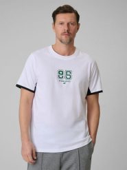 4F T-shirt regular z nadrukiem męski - biały 3XL. Białe t-shirty męskie 4f, m, bez wzorów, z bawełny, bez kołnierzyka. Za 79.99 zł.