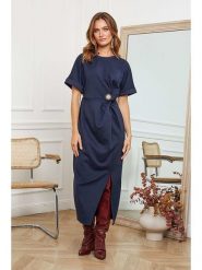 Joséfine Sukienka "Orgeval" w kolorze granatowym rozmiar: M. Niebieskie sukienki damskie Joséfine, na co dzień, m, bez wzorów, bez kołnierzyka, bez ramiączek, maxi, proste. Za 183.59 zł.