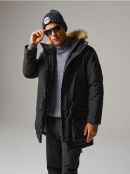 Kurtka parka - czarny. Czarne kurtki męskie Sinsay, l, bez wzorów. Za 199.99 zł.