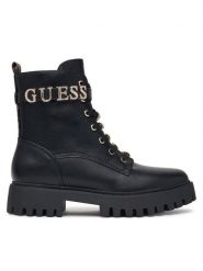 Guess Trapery FLFFIC ELE10 Czarny. Czarne trapery damskie Guess, ze skóry, bez obcasa. Za 634.99 zł.