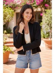 William de Faye Kardigan w kolorze czarnym rozmiar: 40. Czarne kardigany damskie William De Faye, bez wzorów, prążkowane. Za 148.96 zł.