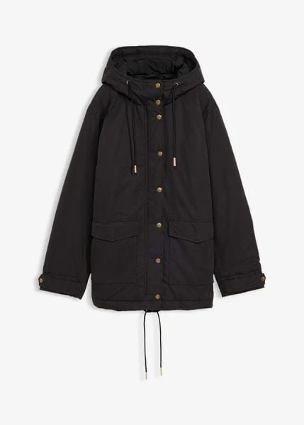 Ciepła parka. Zielone parki damskie bonprix, bez wzorów. Za 169.99 zł.