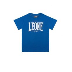 Leone 1947 Basic Kurzarm-T-Shirt z dużym logo dla Kinder. Niebieskie t-shirty damskie LEONE 1947 APPAREL, bez wzorów, z bawełny, bez kołnierzyka. W wyprzedaży za 48.42 zł.