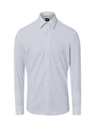 BOSS koszula biznesowa Mężczyźni Slim Fit Sztuczne włókno biały, 43. Białe koszule męskie Boss, m, bez wzorów, z syntetyku, bez kołnierzyka, bez ramiączek. Za 549.95 zł.