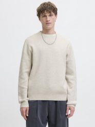 Jack & Jones sweter z dzianiny Mężczyźni Bawełna beżowy, XL. Brązowe swetry męskie Jack & Jones, m, bez wzorów, z bawełny, bez kołnierzyka. Za 249.95 zł.