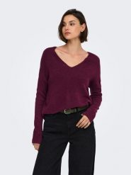 JDY Sweter "Elanora" w kolorze bordowym rozmiar: XS. Czerwone swetry klasyczne damskie JDY, xs, bez kołnierzyka. Za 99.95 zł.