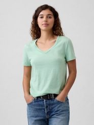 GAP Koszulka w kolorze jasnozielonym rozmiar: S. Zielone t-shirty damskie GAP, s, bez wzorów, z bawełny, bez kołnierzyka. Za 48.05 zł.