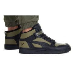Buty Puma Rebound Mid Strap Wtr 38637602 czarne. Czarne buty sportowe na co dzień męskie z gumy, bez zapięcia. Za 414.66 zł.