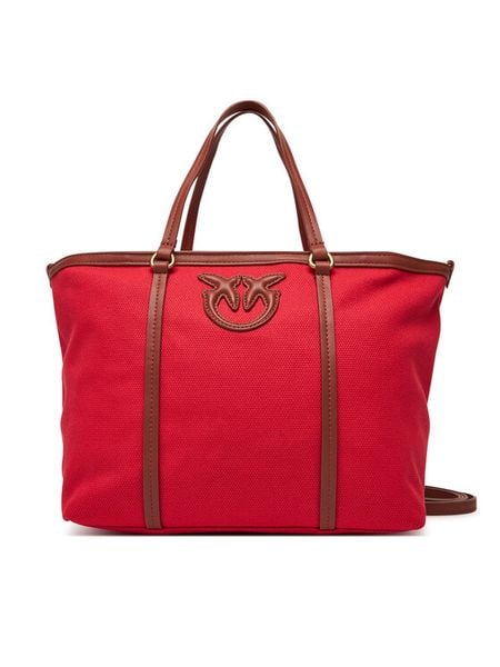 PINKO Torebka Miranda Shopper Classic PE 25 PLTT 104714 A2G2 Czerwony. Czerwone shopper bag damskie Pinko, bez wzorów, z materiału, bez dodatków. Za 409.99 zł.
