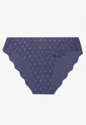 Niebieskie Majtki Figi z Bezszwowym Wykończeniem Zdobione Geometrycznym Printem Viviore. Niebieskie figi damskie Renee, xl, z aplikacjami, z jeansu. Za 4.99 zł.