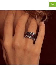 DI GIORGIO Srebrne pierścionki (2 szt.) z cyrkoniami rozmiar: 60. Czarne pierścionki damskie DI GIORGIO, z cyrkonią, srebrne. Za 353.27 zł.