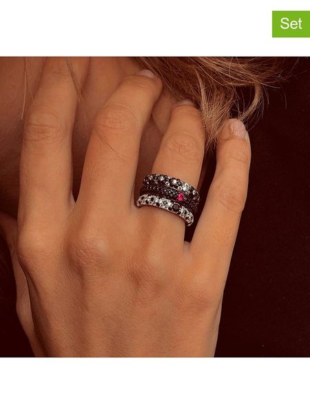 DI GIORGIO Srebrne pierścionki (2 szt.) z cyrkoniami rozmiar: 60. Czarne pierścionki damskie DI GIORGIO, z cyrkonią, srebrne. Za 353.27 zł.