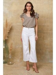 Joséfine Lniana koszulka "Quiriem" w kolorze szarobrązowym rozmiar: XXL. Brązowe bluzki damskie Joséfine, xxl, bez wzorów, ze lnu, bez kołnierzyka, bez ramiączek. Za 108.99 zł.