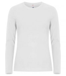 Clique Premium Fashion-T L/S Women — damska koszulka z długim rękawem z bawełny. Białe t-shirty damskie CLIQUE, l, bez wzorów, z bawełny, bez kołnierzyka. Za 122.77 zł.