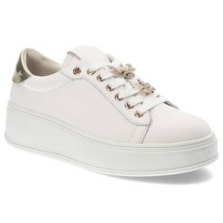 Białe Sneakersy S.Barski Modne Obuwie Damskie Z Broszką. Białe broszki damskie S.BARSKI, złote. Za 289.00 zł.