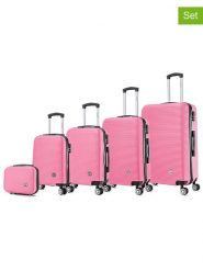 Geographical Norway 5-częściowy zestaw "Solomun" w kolorze jasnoróżowym rozmiar: onesize. Różowe walizki Geographical Norway, bez wzorów, z materiału. Za 565.99 zł.