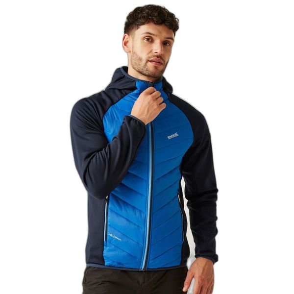 Hybrydowa kurtka z kapturem Regatta Andreson VIII. Niebieskie kurtki męskie Regatta, bez wzorów, sportowe, z kapturem. Za 109.99 zł.