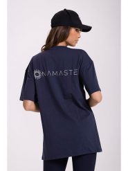 Onamaste Koszulka w kolorze granatowym rozmiar: L/XL. Niebieskie bluzki damskie Onamaste, l, bez wzorów, z bawełny, bez kołnierzyka, bez ramiączek. Za 110.29 zł.