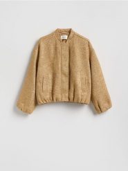 Kurtka bomberka - złoty. Żółte kurtki damskie Reserved, l, bez wzorów, z tkaniny, bez kaptura. Za 299.99 zł.