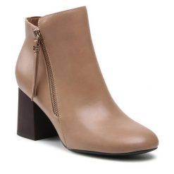 Botki Jenny Fairy. Brązowe botki damskie Jenny Fairy, bez obcasa, na słupku, bez zapięcia. Za 111.99 zł.