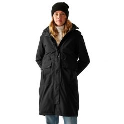 Kurtka Wodoodporna Ocieplana Damska Yannta. Czarne kurtki damskie Regatta, m, z aplikacjami, z materiału, z kapturem. Za 155.99 zł.