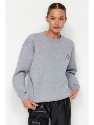 Trendyol Bluza w kolorze szarym rozmiar: M. Szare bluzy bez kaptura damskie Trendyol, m, z bawełny. Za 74.63 zł.