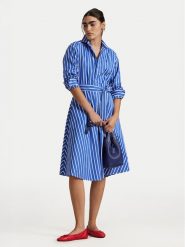 Polo Ralph Lauren Sukienka koszulowa 211891428004 Niebieski Regular Fit. Niebieskie sukienki damskie Polo Ralph Lauren, bez wzorów, z bawełny, bez kołnierzyka, bez ramiączek, koszulowe. Za 999.99 zł.
