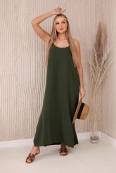 Sukienka długa na ramiączka khaki. Brązowe sukienki damskie KESI, na co dzień, na lato, l, bez wzorów, z bawełny, eleganckie, bez kołnierzyka, bez ramiączek, maxi, proste. Za 121.29 zł.
