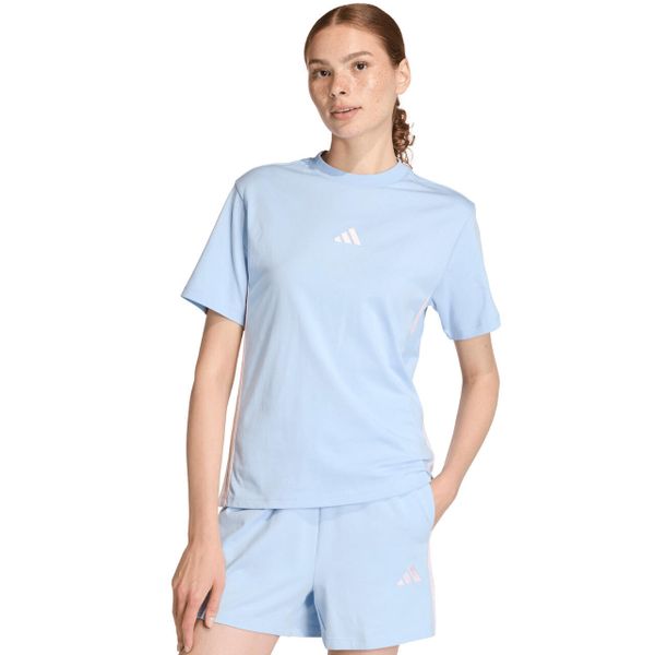 Damska Koszulka adidas Essentials 3-Stripes Cotton Lifestyle. Niebieskie t-shirty damskie Adidas, l, bez wzorów, z bawełny, bez kołnierzyka. Za 103.99 zł.