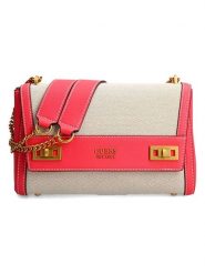 Guess Torebka w kolorze beżowo-różowym - 27 x 17 x 8 cm rozmiar: onesize. Brązowe torebki klasyczne damskie Guess, z aplikacjami, z materiału, bez dodatków. Za 325.03 zł.