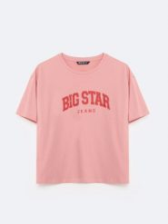 Koszulka dziewczęca z logo BIG STAR różowa Noera 601. Czerwone koszulki dziewczęce Big Star, uniwersalny, bez wzorów, z dzianiny, bez ramiączek. W wyprzedaży za 19.99 zł.