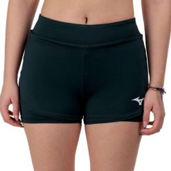 Spodenki damskie Mizuno Flex W. Czarne szorty damskie Mizuno, bez wzorów, z elastanu. Za 109.99 zł.