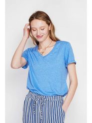 Le Jardin du Lin Koszulka w kolorze błękitnym rozmiar: 38. Niebieskie t-shirty damskie Le jardin du lin, bez wzorów, bez kołnierzyka. Za 65.99 zł.