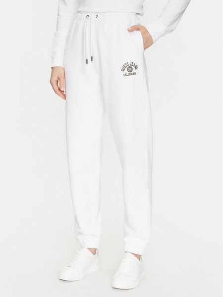 Guess Jeans Spodnie dresowe W5RB63 K68I4 Biały Regular Fit. Białe jeansy damskie Guess Jeans, l, z aplikacjami, z bawełny. Za 169.99 zł.