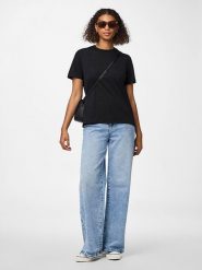 Pieces Koszulka "Pcria" w kolorze czarnym rozmiar: M. Czarne bluzki damskie Pieces, m, bez wzorów, z bawełny, bez kołnierzyka. Za 57.20 zł.