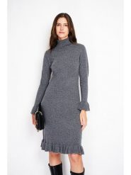 William de Faye Sukienka dzianinowa w kolorze szarym rozmiar: 42. Szare sukienki damskie William De Faye, bez wzorów, z dzianiny, klasyczne, bez kołnierzyka, bez ramiączek, midi. Za 144.24 zł.
