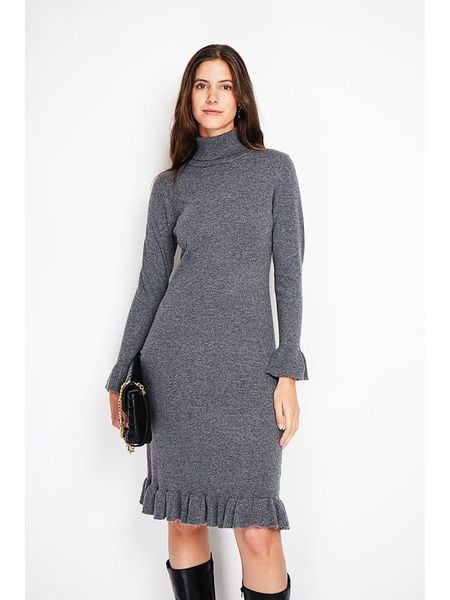 William de Faye Sukienka dzianinowa w kolorze szarym rozmiar: 42. Szare sukienki damskie William De Faye, bez wzorów, z dzianiny, klasyczne, bez kołnierzyka, bez ramiączek, midi. Za 144.24 zł.
