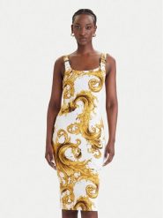 Versace Jeans Couture Sukienka codzienna 80HAO943 JS550 Biały Slim Fit. Białe sukienki damskie Versace Jeans Couture, na co dzień, bez wzorów, z bawełny, bez kołnierzyka, bez ramiączek, proste. Za 1,259.00 zł.