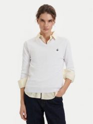 Beverly Hills Polo Club Sweter P-SS26W-M536563 Biały Regular Fit. Białe swetry klasyczne damskie Beverly Hills Polo Club, l, z bawełny, bez kołnierzyka. Za 269.99 zł.