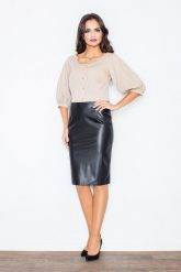Klasyczna Elegancka Ołówkowa Spódnica w Kolorze Czarnym. Czarne spódniczki damskie l, bez wzorów, z elastanu, eleganckie, ołówkowe. Za 99.00 zł.