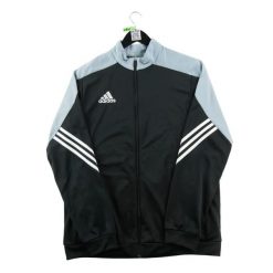 Kurtka dresowa męska. Czarne kurtki treningowe męskie Adidas, l, bez wzorów, z dresówki, na fitness i siłownię. Za 164.76 zł.