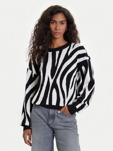 Vero Moda Sweter Siljeanimal 10330808 Biały Regular Fit. Białe swetry klasyczne damskie Vero Moda, l, z wiskozy, bez kołnierzyka. Za 179.99 zł.