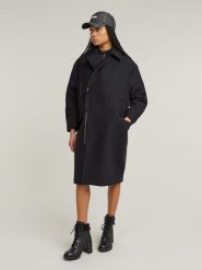 G-Star Wełniany płaszcz w kolorze czarnym rozmiar: L. Czarne płaszcze damskie G-Star, l, bez wzorów, z wełny, retro. Za 672.95 zł.