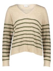 Vila Sweter w kolorze beżowo-zielonym rozmiar: M. Brązowe swetry klasyczne damskie Vila, m, z bawełny, bez kołnierzyka. Za 92.21 zł.