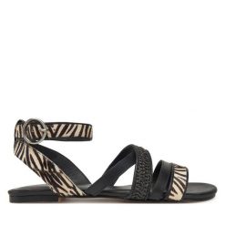 Sandały Bronx. Czarne sandały damskie Bronx, bez wzorów, bez obcasa, na płaskiej podeszwie. Za 239.99 zł.