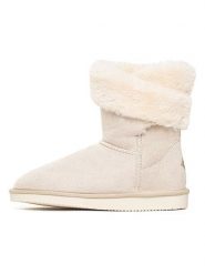 ISLAND BOOT Botki zimowe "Arine" w kolorze kremowym rozmiar: 40. Brązowe botki damskie Island Boot, na zimę, z materiału, bez obcasa, bez zapięcia. Za 156.61 zł.