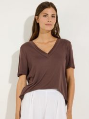 More & More Koszulka Kobiety Modal brązowy, 36. Brązowe t-shirty damskie MORE & MORE, bez wzorów, bez kołnierzyka. Za 179.95 zł.
