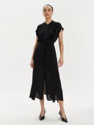 Marella Sukienka letnia Forma 2413221182 Czarny Relaxed Fit. Czarne sukienki damskie Marella, na lato, bez wzorów, z jedwabiu, bez kołnierzyka, bez ramiączek. Za 1,689.00 zł.