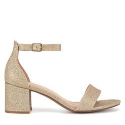 Sandały JENNY. Żółte sandały damskie Jenny, bez wzorów, bez obcasa, na słupku. Za 159.99 zł.